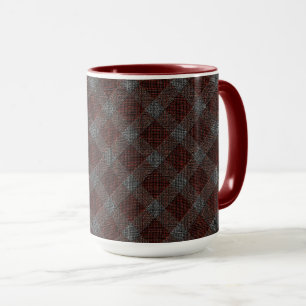 Marrom cross tartan plaid with slight gray relief mug