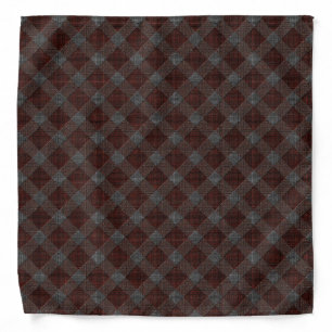 Marrom cross tartan plaid with slight grey relief  bandana