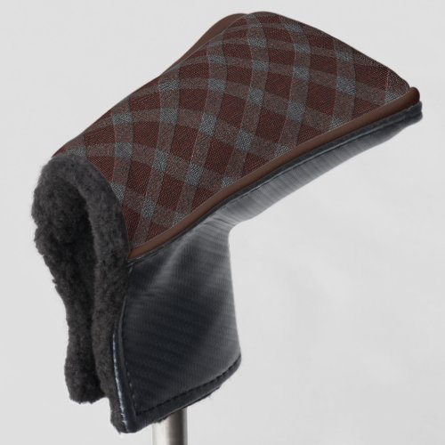 Marrom cross tartan plaid with slight grey relief  golf head cover