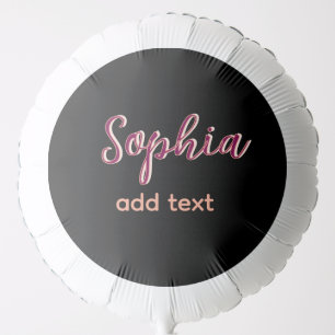 marron add name girl boss text black elegant balloon