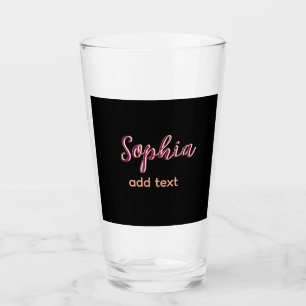 marron add name girl boss text black elegant glass