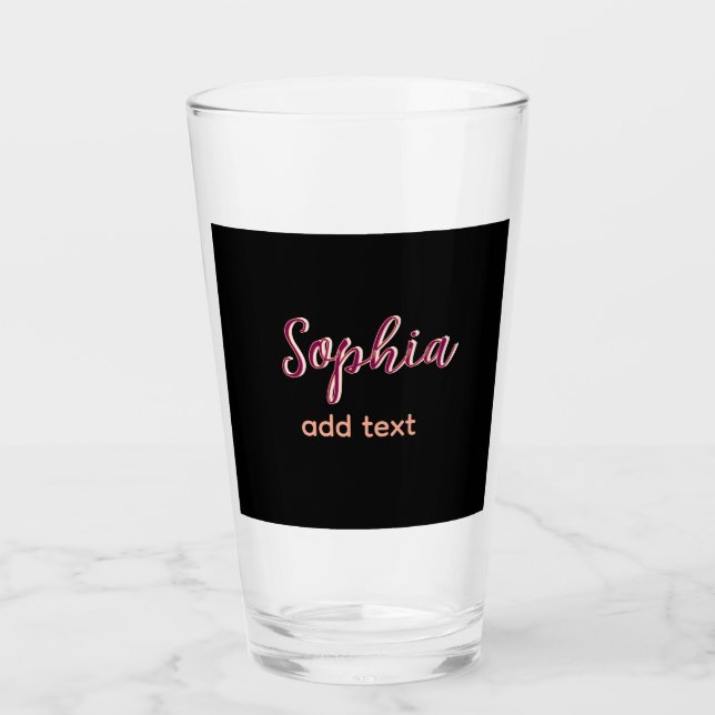 marron add name girl boss text black elegant glass (Front)