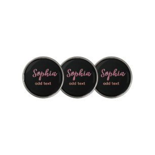 marron add name girl boss text black elegant golf ball marker