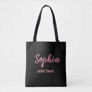 marron add name girl boss text black elegant tote bag