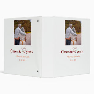 Marron bow cheers to 40 years anniversary wedding 3 ring binder