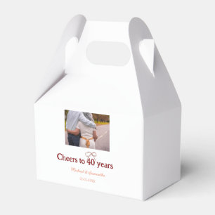 Marron bow cheers to 40 years anniversary wedding favor boxes