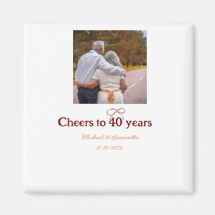 Marron bow cheers to 40 years anniversary wedding magnet