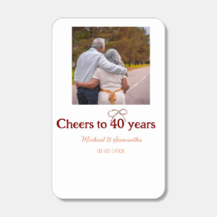 Marron bow cheers to 40 years anniversary wedding matchboxes