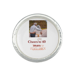 Marron bow cheers to 40 years anniversary wedding ring