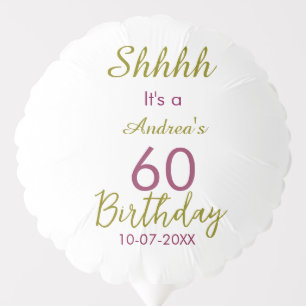 Marron golden shhhh 60th birthday name simple bold balloon
