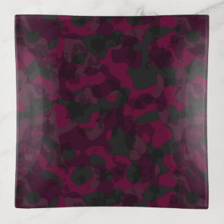 Marron, mulberry and gray camo abstract trinket tray