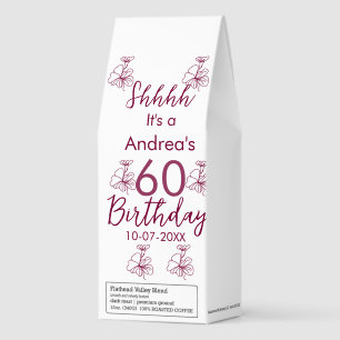 Marron white mauve shhhh 60th birthday floral name roasted coffee