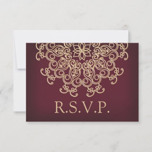 MARROON AND GOLD INDIAN RESPONSE RSVP CARD
