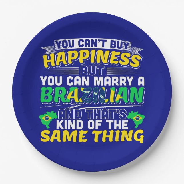 Marry a Brazilian - Brazil Happiness Paper Plates (Front)