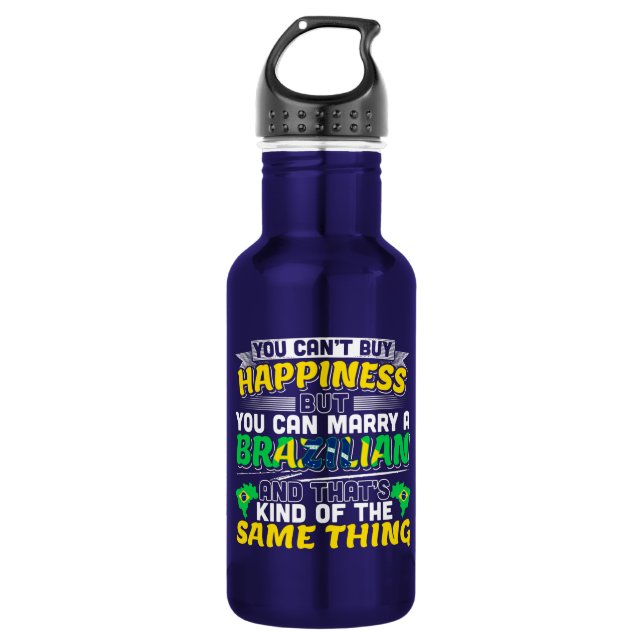 Marry a Brazilian - Brazil Happiness Stainless Steel Water Bottle (Front)