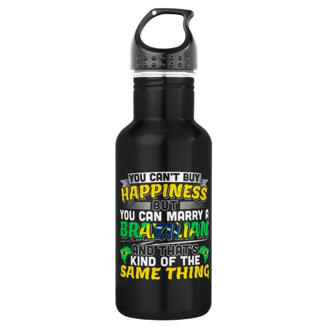 Marry a Brazilian - Brazil Happiness Stainless Steel Water Bottle (Front)
