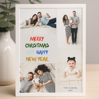 Marry Christmas & Happy New Year 4 Photos Ash Holiday Card
