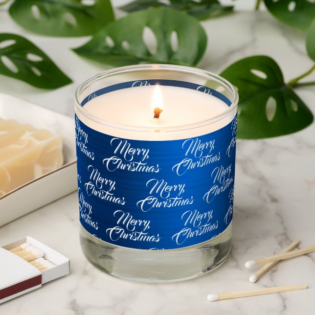 Marry Christmas Party Navy Blue Winter Holidays Scented Candle (Lit)