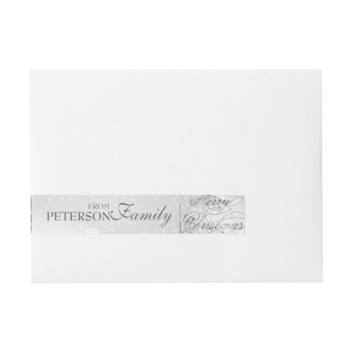 Marry Christmas Silver Text  Bokeh Background Wrap Around Address Label