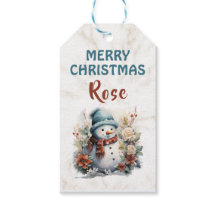 Marry Christmas Watercolor Snowman