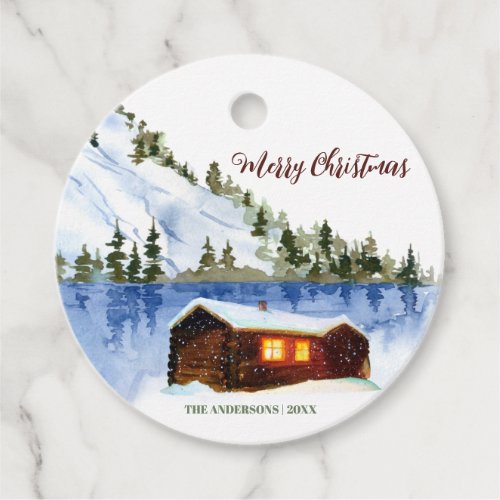 Marry Christmas Winter House Snow Holiday Favor Tags