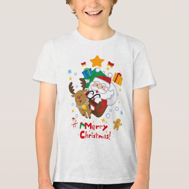 marry chritmas t-shirt Tri-Blend shirt (Front)