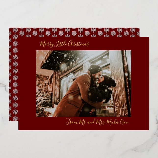 Marry Little Christmas Red Foil Holiday Card (Front/Back)