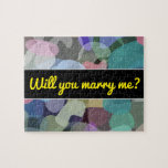 [ Thumbnail: Marry Me? + Abstract Multicolored Blotch Pattern Jigsaw Puzzle ]