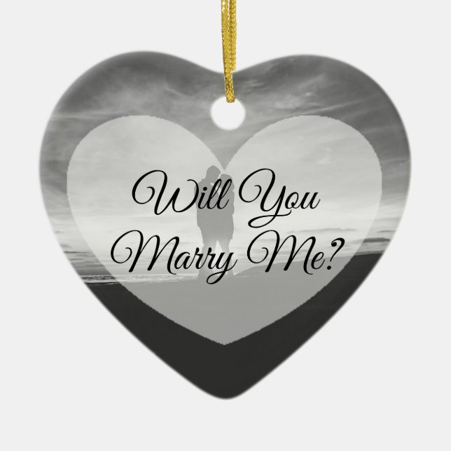 Marry Me Couple's Proposal Christmas Ornament (Front)