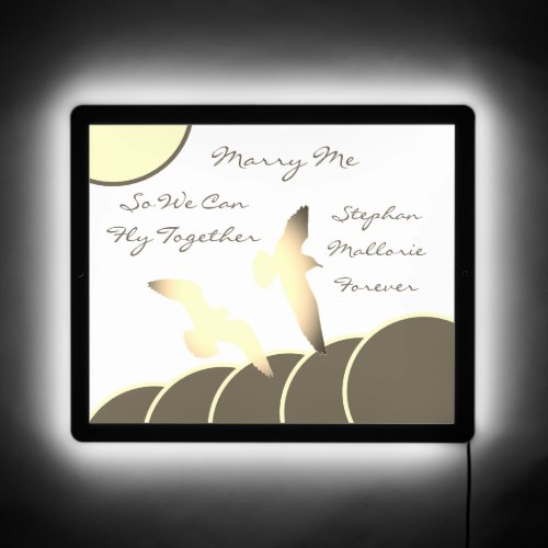 Marry Me Fly Together Seagulls Marriage Proposal LED Sign