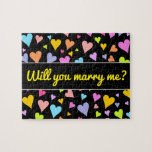 [ Thumbnail: Marry Me? + Fun, Loving, Colorful Hearts Pattern Jigsaw Puzzle ]