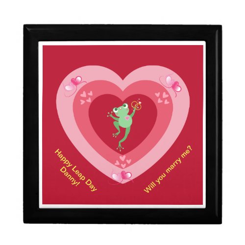 Marry Me Leap Day Proposal Frog in Heart  Gift Box
