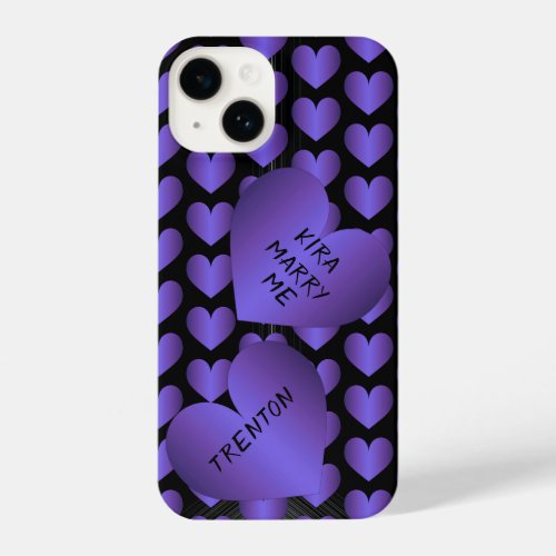 Marry Me Marriage Proposal Hearts with Names iPhone 14 Case
