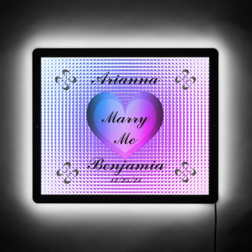 Marry Me Marriage Proposal Two Hearts Ombre LED Sign
