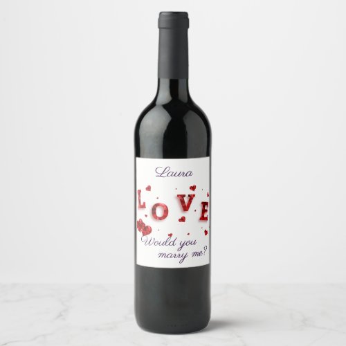 Marry Me Marriage Proposal Wine Label