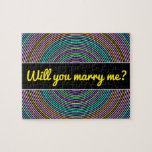 [ Thumbnail: Marry Me? + Multicolored Circles/Rings Pattern Jigsaw Puzzle ]
