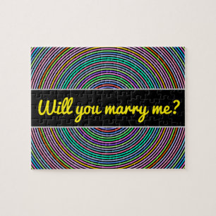 Marry me? + Multicolored Circles/Rings Pattern Jigsaw Puzzle