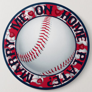 Marry me on Home Plate-Round Baseball Button