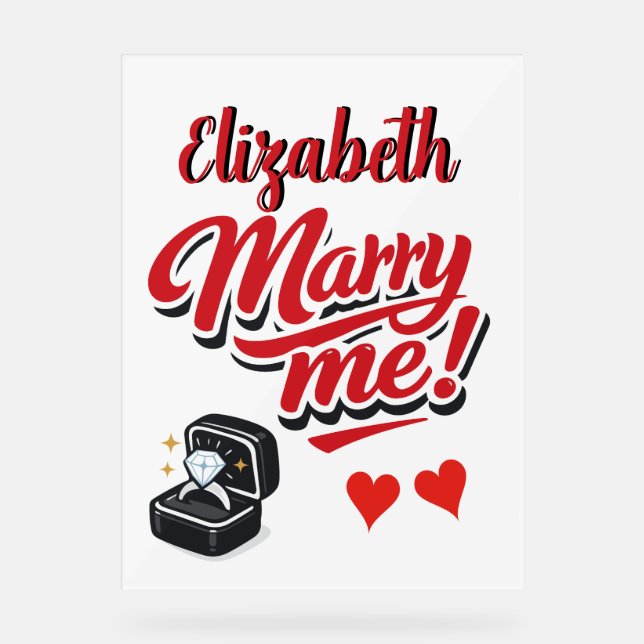 Marry Me Proposal Custom Name  Acrylic Sign (Front)