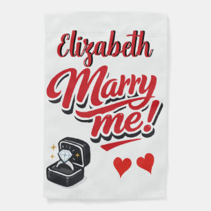 Marry Me Proposal Custom Name Garden Flag
