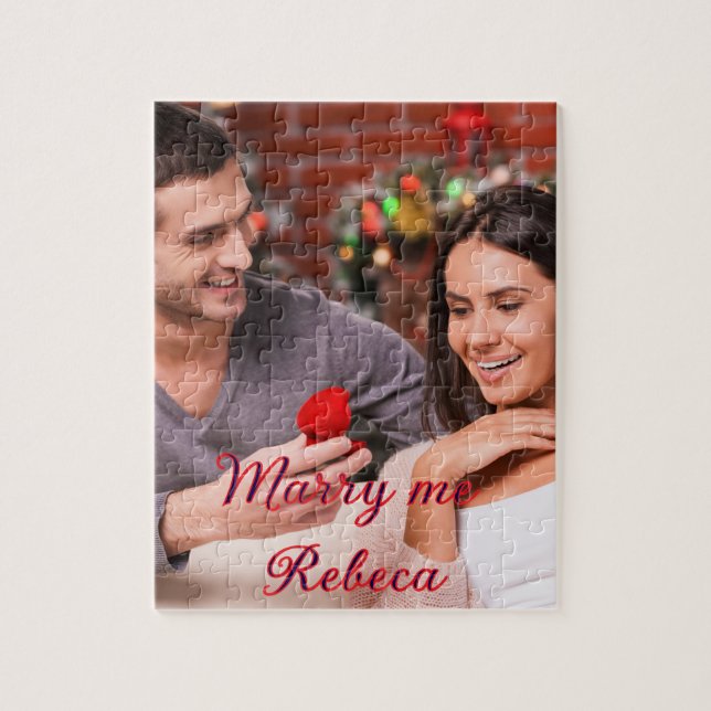 Marry me Romantic Proposal Personalize Jigsaw Puzzle (Vertical)