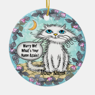 Marry Me Scraggles Cat Ceramic Ornament