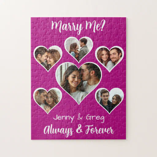 Marry Me?  Six Photo Template Proposal Jigsaw Puzzle
