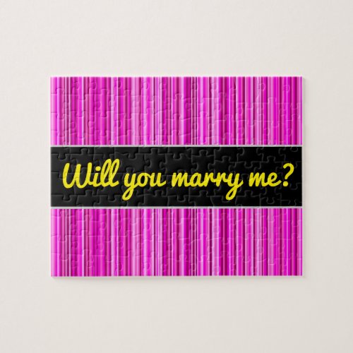 Marry me  Thin Magenta and Pink Stripes Pattern Jigsaw Puzzle