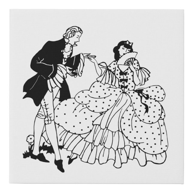 Marry Me Victorian Couple Silhouette Art  Faux Canvas Print (Front)
