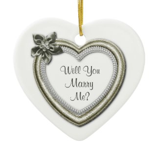Marry Me White Ceramic Heart Engagement Ornament ornament
