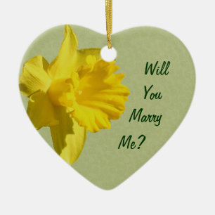 Marry Me Yellow Daffodil Engagement Ornament