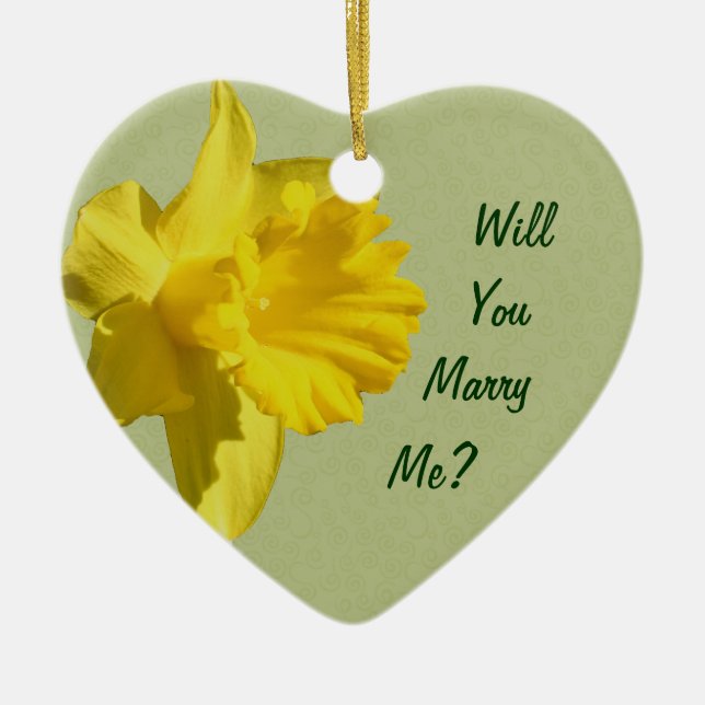 Marry Me Yellow Daffodil Engagement Ornament (Front)