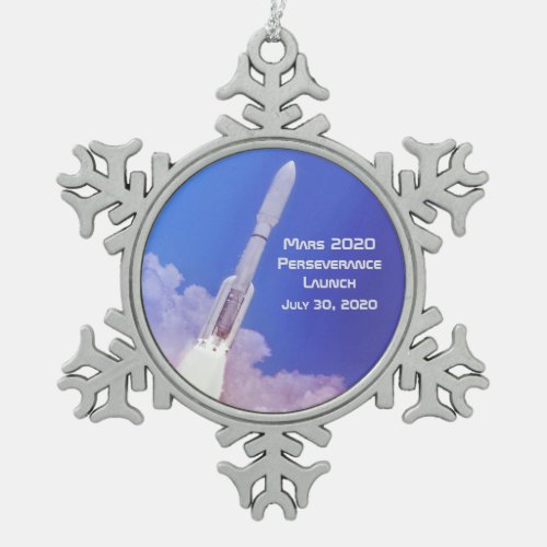 Mars 2020 Perseverance Launch Snowflake Pewter Christmas Ornament