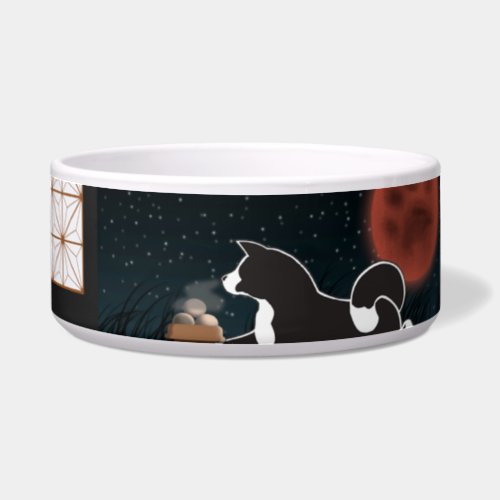 MARS Akita Harvest Moon Large Ceramic Pet Bowl